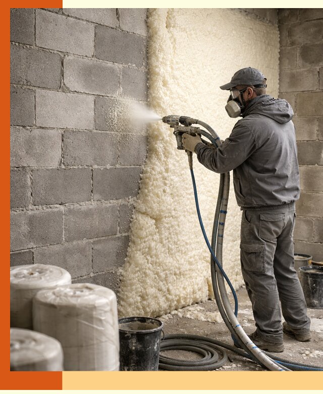 Утепление блочной стены ППУ в Ялуторовске качественно и надёжно