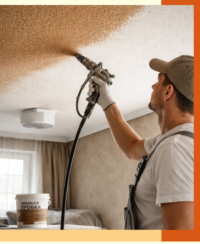 Утепление потолка жидкой пробкой в Ялуторовске от 3615 руб. | ТепломастерЛтр